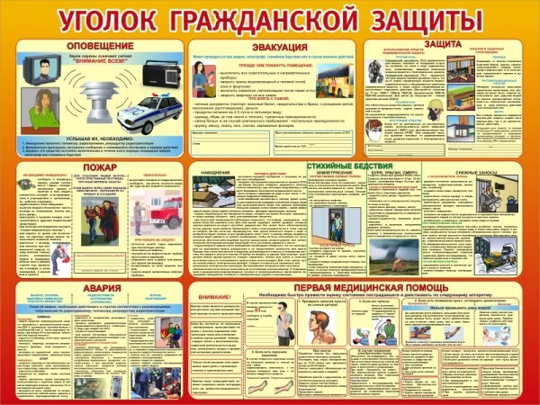 Стенд "Уголок гражданской защиты" ШК-0224